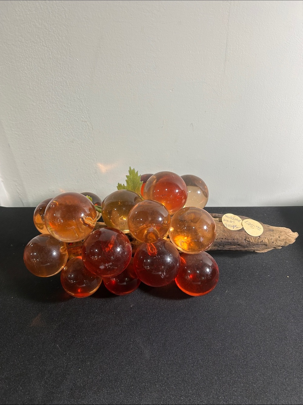 Amber Glass Grape Cluster Sculpture MCM loose site
